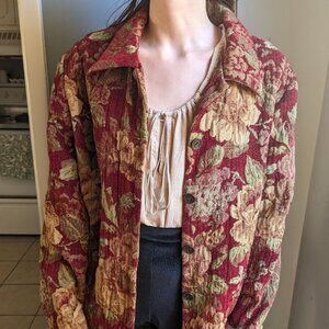 Vintage Floral Tapestry Blazer Jacket